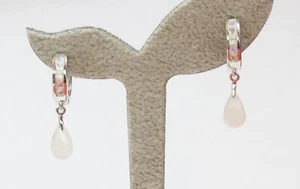 Exclusive 3,9 Carat Mondlichttopas Earrings Hoop 925 Silver Moonlight Topaz - Picture 1 of 8