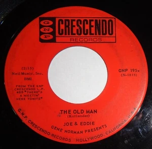 Joe & Eddie CRESCENDO 195 The Old Man / There's A Meetin' Here 45 RPM Record B3 - Imagen 1 de 1