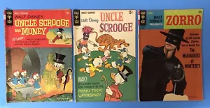 Gold Key Comics Lot Of 3 Walt Disney Presents "Uncle Scrooge"/ "Zorro" 1960s - Picture 1 of 12