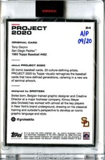 TOPPS PROJECT 2020 TONY GWYNN GROTESK ARTIST PROOF AP 09/20 Silver Frame #24