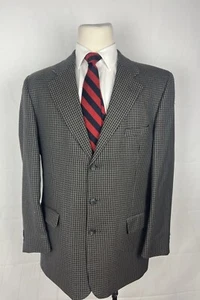 Oleg Cassini Sport Coat Mens 44 L Brown Knit Wool Houndstooth Blazer  3 Button - Picture 1 of 24