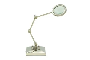 Schreibtischlupe Aluminium Vergrößerungsglas Leselupe Silber Finish 20" - Bild 1 von 4