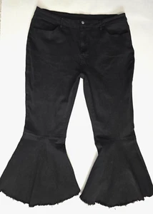 Shein Curve Womens Sz 4XL Black Jeans Bell Bottoms Flared Raw Hems Stretch Denim - Picture 1 of 12