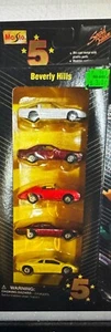 Vintage 1995 MAISTO 5 Star Series 1:64 Diecast BEVERLY HILLS 5-Car Set NEW - Picture 1 of 1