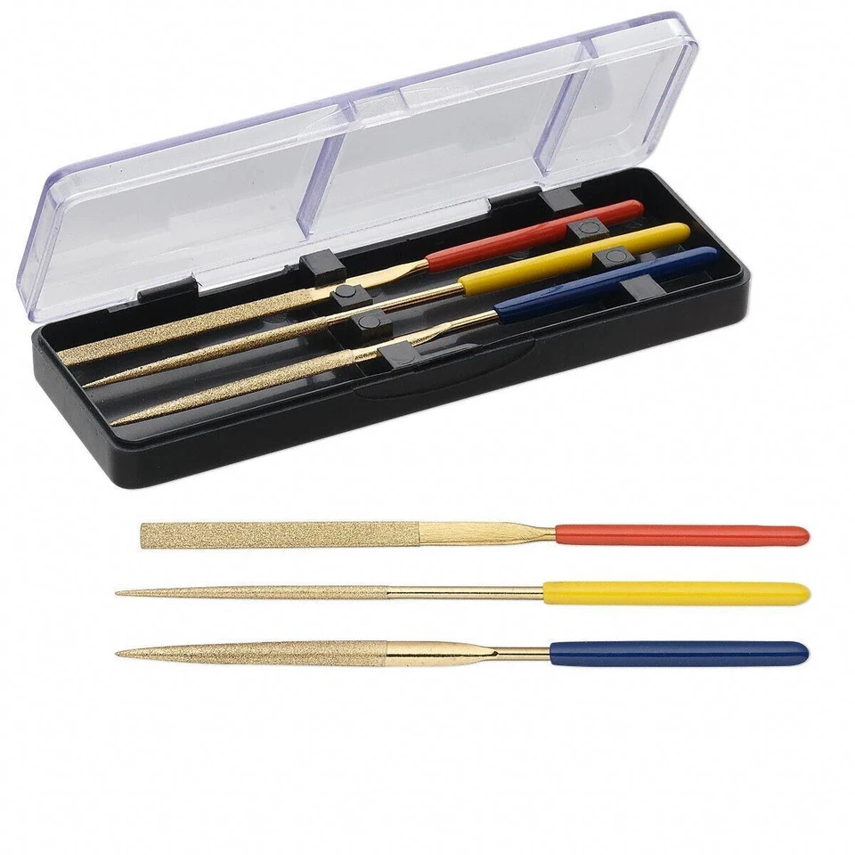 Juego de 3 limas de aguja fina para suavizar bordes ásperos e interior de cuentas  Foto 1 de 1