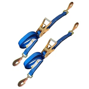 USA 2 Pack 2" x8' Ratchet Tie Down Strap w/Twisted Snap Hook for Trailer Wrecker - Picture 1 of 7