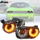 Fits 15-23 Dodge Challenger Sequential LED Halo DRL Projector Headlights Pair