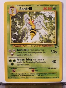Beedrill 21/130 - quasi nuovo - raro set di carte Pokémon base 2 - spedizione piatta $2 - Foto 1 di 2