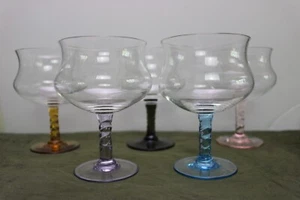 Ucagco Champagne Sherbet Glasses Jewel Tone Colored Twisted Stem 4.5 " Set of 5 - Picture 1 of 3