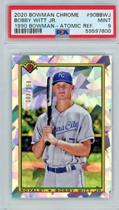2020 BOWMAN CHROME 1990 BOWMAN ATOMIC REFRACTOR #/150 BOBBY WITT JR. PSA 9