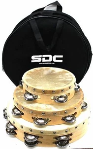 HOLZ TAMBURIN 10" 8" 6" HOLZ KIRCHE PARTY TAMBURINE KOSTENLOSE TASCHE - Bild 1 von 7