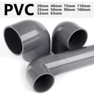 PVC Pipe Fittings Connector 90° Elbow Adapter Solvent Weld ID 20mm - 160mm Grey - Picture 1 of 10