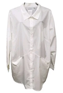Joan Rivers Shirt Womens 2X White Boyfriend Painters Button Down Top Lightweight - Picture 1 of 9