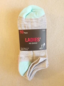 Collective Soles 10-Pack Ladies No-Show Socks - Size 4-10, Grey-Multi #1910 - Picture 1 of 5