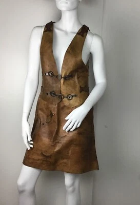 Vintage Handmade Leather Vest & Skirt Rare Handmade European Leather Vest Skirt - Image 1 of 4