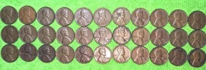 US GEM WHEAT CENTS 33 x COINS DATED 1950 TO 1959. ROWS OF YEARS MINT MARKS MIXED - Bild 1 von 5