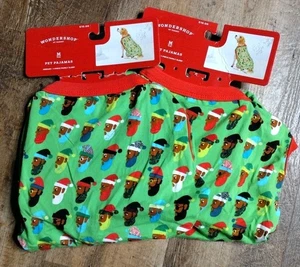 2-Pack Winter Multi Santa Claus Print DOG PAJAMAS Christmas Holiday Green Medium - Picture 1 of 2
