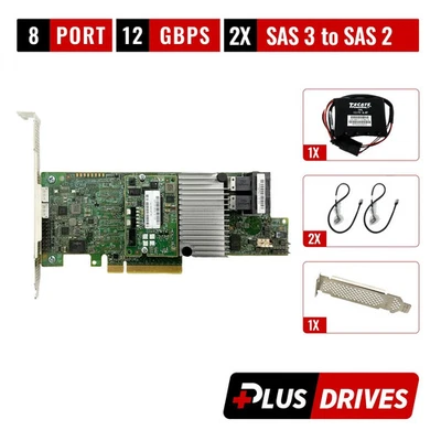 Tarjeta RAID LSI 9361-8i 8 puertos 12 Gbps 1 GB con cable BBU 2x SAS 3 90 grados a SAS 2 Foto 1 de 4