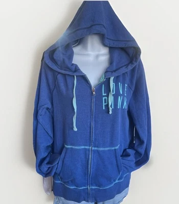 Толстовка с капюшоном Victorias Secret РОЗОВАЯ на молнии перивинкль с логотипом Aqua Stitching женская M - Изображение 1 из 4