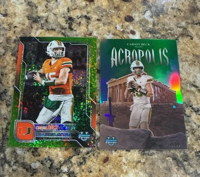CARSON BECK 2025 BOWMAN UNIVERSITY CHROME ACROPOLIS GREEN /99 + LIME REFRACTOR - Image 1 of 4