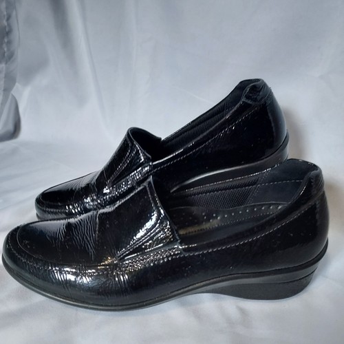 ECCO scarpe donna 9 9 5 nero vernice mocassino comodo slip on casual zeppa