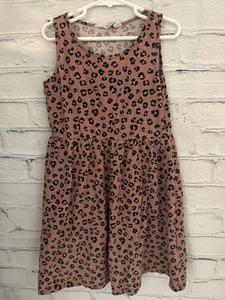 H&M Mauve Pink with Black Design Tank Dress 100% Cotton EUC Girl's 8/10 - Picture 1 of 8
