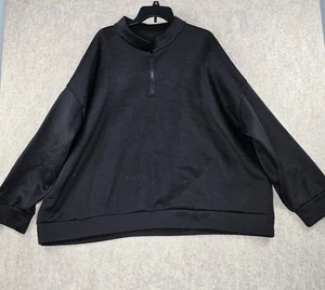 Black Mens 7XL Pullover Half-Zip Sweatshirt Polyester Blend Relaxed Fit - Picture 1 of 7