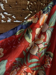 Johnny Was Seidentuch Quaste Blumenmuster Quadrat Designer 42x42 Marine Bordüre - Bild 1 von 8