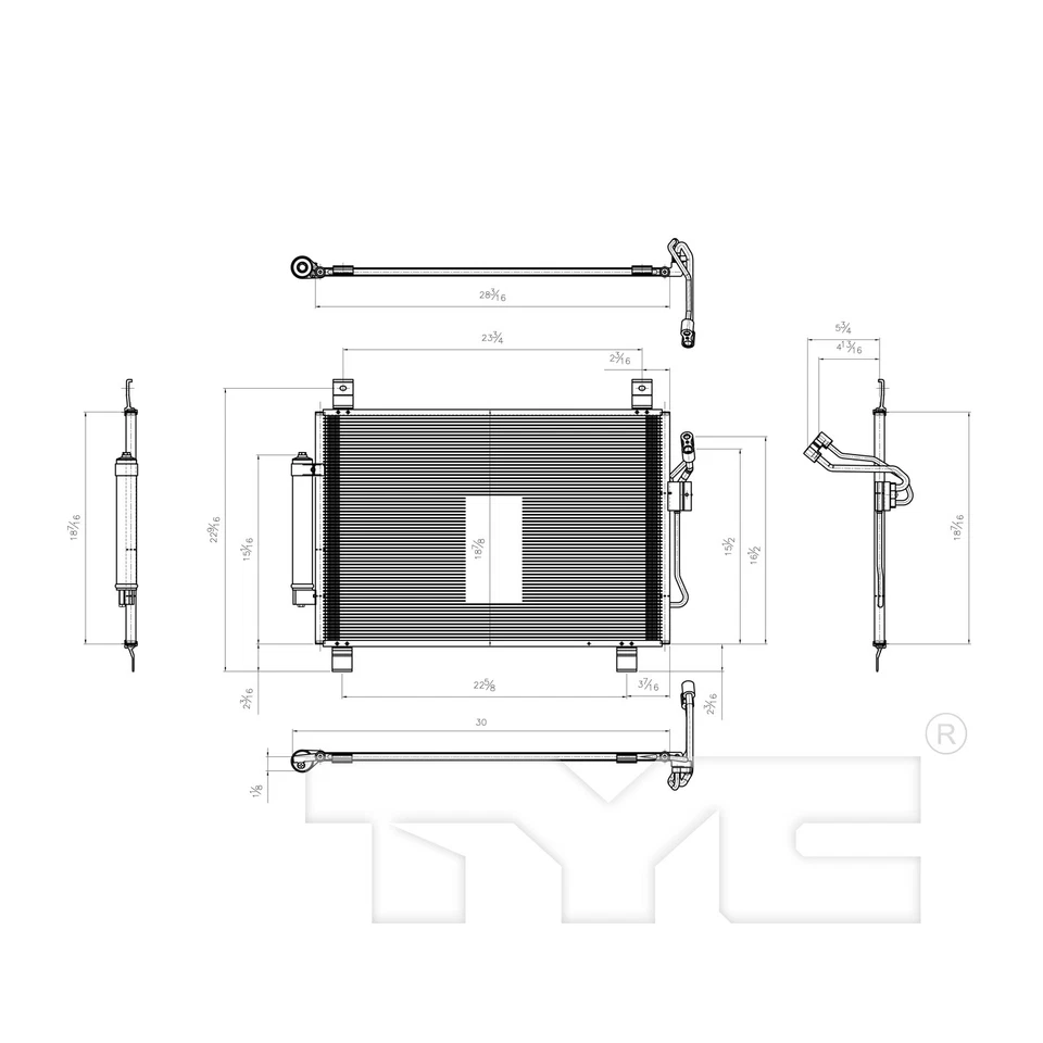 Condensador de CA para Nissan Pathfinder 13-19/14-19 Infiniti QX60 con receptor y secadora Foto 1 de 2