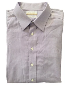 Roundtree & Yorke Gold Label Non Iron EZ Plaid Pinpoint Cotton Dress Shirt 17.5 - Picture 1 of 7
