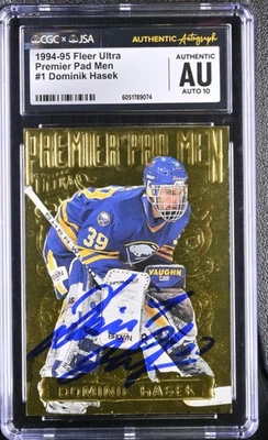 Dominik Hasek Signed 1994-95 Fleer Ultra Premier Pad Men #1 CGC AU JSA 10 Auto - Image 1 of 2