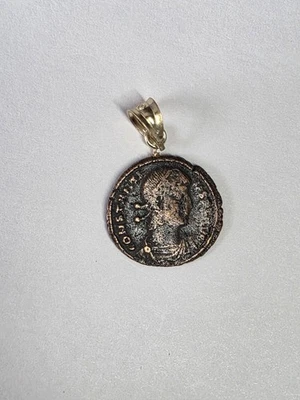 Antigua moneda de Constantino con una bala de oro de 18kt, colgante Foto 1 de 4