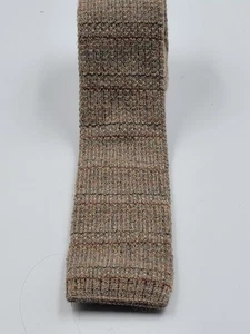 Corbata de lana vintage Jonathan Lake marrón beige texturizada ropa clásica para hombre de EE. UU. - Imagen 1 de 5
