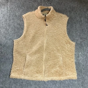 Cabela's Vest Womens Extra Large XL Tan Sleeveless Sherpa Fleece Zip Outdoors - Picture 1 of 9