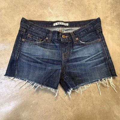 J Bran Shorts Womens Size 24 Blue Mid Rise Grunge Trashed Festival Cut Off Denim - Image 1 of 4