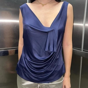 Vivienne Westwood Red Label Blue Jersey Silky Draped Asymmetrical Top L - Picture 1 of 12