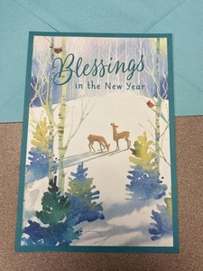 Happy New Year Sweet Blessings God Loves 5”x7” Religious Greeting Card - Picture 1 of 11