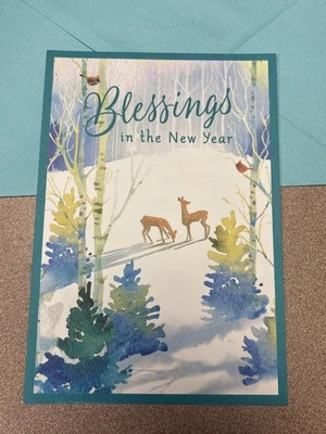 Happy New Year Sweet Blessings God Loves 5”x7” Religious Greeting Card - Image 1 of 4