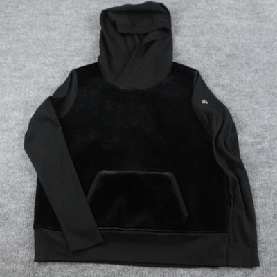 Alo Yoga Hoodie Womens Medium Black Velour Velvet Sweatshirt Sweater Athleisure - Image 1 of 4