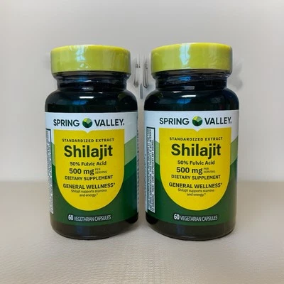 Spring Valley Shilajit Dietary Supplement 60 Veggie Caps 2 Pack Bundle - Image 1 of 2