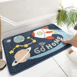 Planets Bathroom Mat Soft Fluffy Absorbent Rug Non-Slip and Machine Washable ... - Picture 1 of 7