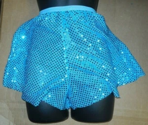 Wolff Fording Foil Sequin Tap Shorts Turquoise Child Size Dance New - Picture 1 of 6