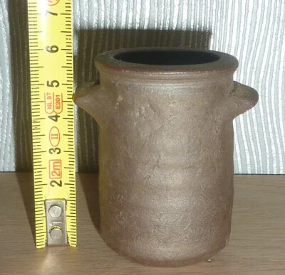 rare ancien petit pot à oreille signé poterie grès de Ger sud Manche XIX ème - Photo 1/4