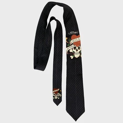 Corbata de seda genuina Ed Hardy de Christian Audigier "El amor mata lentamente" 57"" Foto 1 de 4