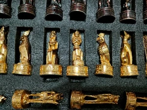 Chess Pieces Board Folding Wooden Game with Pieces in the Shape of Egyption - Picture 1 of 15