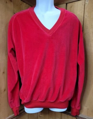 Loafers By RYK Beverly Hills Mens Classic V Neck Velour Long Sleeve Sweater Red - Image 1 of 4