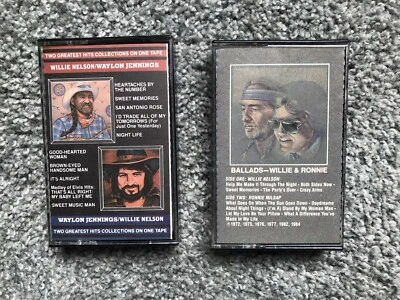 2 Cassettes Willie Nelson/Waylon Jennings Greatest Hits&Willie & Ronnie Milsap  - Image 1 of 4