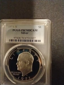 1971-S Silver Ike Eisenhower $1 PCGS PF70 PR70DCAM DCAM PR70 - Picture 1 of 3