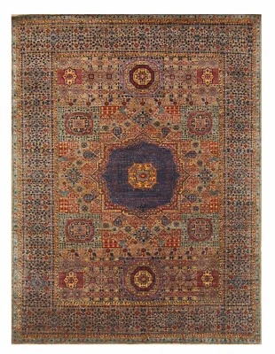 5 x 7 ft Taupe Gray Mamluk Afghan Hand Knotted Medallion Area Rug - Image 1 of 4