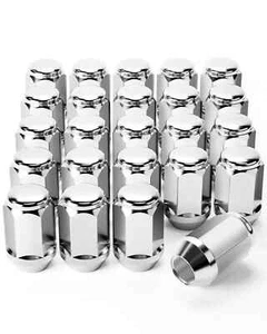 OMT 24-Piece 1/2-20 Lug Nuts Chrome with Hex Tuner, 1.4 Inches Length with Cone - Picture 1 of 8